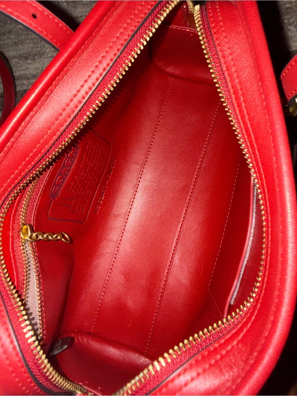 Coach Red Leather Swing Double-Strap Shoulder Bag Full Size - Picture 7 of 9
